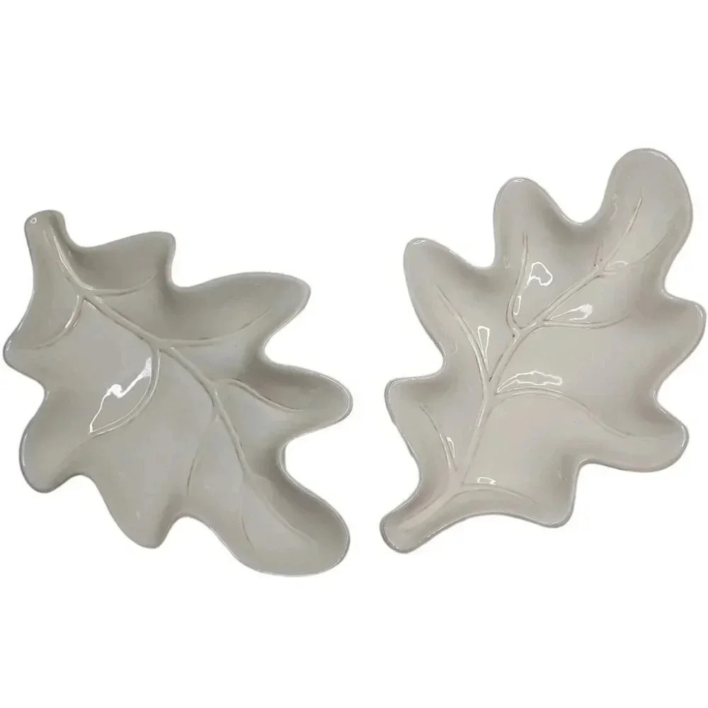 2 Victoria Pottery Black Hawk Marketing, White Ceramic Leaf Serving Dish - Picture 6 of 6
